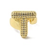 Letter Brass Micro Pave Clear Cubic Zirconia Open Cuff Ring for Women RJEW-N046-03T-G-2
