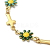 Ion Plating(IP) Enamel Flower & Cross Link Chain Bracelet BJEW-C023-01G-01-3