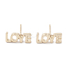 Word LOVE Alloy Studs Earrings for Women EJEW-H309-13KCG-1
