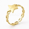 Ion Plating(IP) 304 Stainless Steel Star Cuff Ring for Women RJEW-C060-10G-1