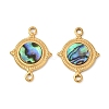304 Stainless Steel Natural Paua Shell Flat Round Connector Charms STAS-L288-14G-01-1