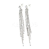Clear Cubic Zirconia & Crystal Rhinestone Long Tassel Dangle Stud Earrings LS-EJEW-C037-07B-P-1