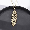 304 Stainless Steel Leaf Pendant Necklaces NJEW-H059-29B-G-2