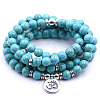 Bohemian Styles Synthetic Round Turquoise Beaded Stretch Bracelets for Women Men XW1500-1-1