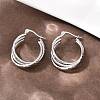 304 Stainless Steel Triple Twist Ring Stud Earrings EJEW-P324-09P-3