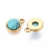 Synthetic Turquoise Half Round Charms STAS-N109-213B-G-2