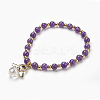 Natural Mixed Stone Beads Stretch Charm Bracelets BJEW-JB03857-2