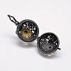 New Hollow Brass Round with Flower Cage Pendants KK-F0303-AB-NR-2