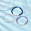 Natural Mixed Gemstone & Pearl Braided Bead Bracelets BJEW-JB09718-2