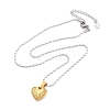 304 Stainless Steel Grooved Heart Pendant Necklaces for Women NJEW-S439-03B-GP-4