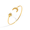 304 Stainless Steel Textured Moon and Sun Open Cuff Bangles for Women DP7347-5