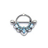 316 Surgical Stainless Steel & Zinc Alloy & Glass Rhinestone Nipple Rings WG3961D-01-1