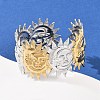 304 Stainless Steel Cuff Bangles for Women BJEW-G757-13GP-3
