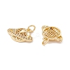 Brass Micro Pave Clear Cubic Zirconia Charms KK-G415-33G-3