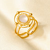 304 Stainless Steel with Natural Shell Cuff Open Rings for Women SL7571-3-1