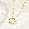 Brass Paperclip Chain Necklaces with Colorful Cubic Zirconia Ring Carabiner Locks for Women NJEW-JN06461-1