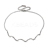 304 Stainless Steel Wave Shape Link Chain Necklaces for Women NJEW-S439-08P-4