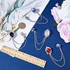 4Pcs 4 Colors Glass Oval Hanging Chain Brooches JEWB-GF0001-37-3
