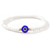 Evil Eye Glass Seed Bead & Brass Stretch Bracelets for Women LG5475-2-1