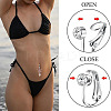 304 Stainless Steel Pave Cubic Zirconia & Plastic Pearl & Natural Shell Starfish Dangle Clip on Belly Rings FS-WG69EA3-02-2