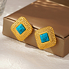 Elegant 304 Stainless Steel Square Stud Earrings for Daily Wear By Ladies FK0583-1