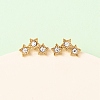 304 Stainless Steel Rhinestone Star Stud Earrings EJEW-K268-84G-2