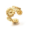 Flower 201 Stainless Steel Open Cuff Ring for Women RJEW-A053-02B-G-2