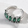 Brass Micro Pave Cubic Zirconia Cuff Open Rings for Women RJEW-L343-16P-03-3