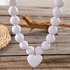 Glass Heart Pendant Round Plastic Beaded Necklaces for Women FS-WG4AA6D-01-2