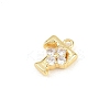 Brass Micro Pave Clear Cubic Zirconia Charms KK-Z151-18G-T-2