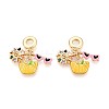 Brass Micro Pave Colorful Cubic Zirconia and Enamel European Dangle Charms KK-T079-75G-1