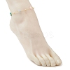 Brass & Glass Beaded Flower Link Chains Anklets AJEW-AN00730-3