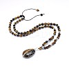 Natural Tiger Eye Pendant Necklaces NJEW-P241-C05-1