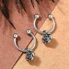Rose Flower 316 Surgical Stainless Steel Dangle Half Hoop Earrings for Women EJEW-G416-45AS-2