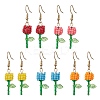 Grade A Round Glass Seed Beads Flower Dangle Earrings EJEW-MZ00451-2
