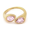 Ion Plating(IP) 304 Stainless Steel Rhinestone Teardrop Cuff Open for Women RJEW-N046-04J-G-2