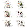 24Pcs 6 Colors Floral Animal Printed Burlap Packing Pouches ABAG-FS0001-13-2