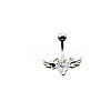 Heart with Wings Brass Crystal Rhinestone Curved Barbell Belly Rings FS-WG4497F-01-4