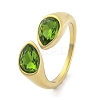 Ion Plating(IP) 304 Stainless Steel Rhinestone Teardrop Cuff Open for Women RJEW-N046-04E-G-1
