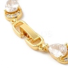 Glass Teardrop with Cubic Zirconia Link Chain Bracelet BJEW-M296-04G-4