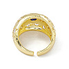 Cubic Zirconia Dome Open Cuff Ring RJEW-P079-09G-01-3