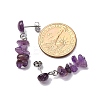 Natural Amethyst Dangle Stud Earrings EJEW-JE06371-06-4