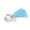 Glass Pearl Round Beaded with Polycotton Tassel Big Pendants PALLOY-MZ00612-4