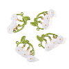 Lily of the Valley Glass Conntctor Charms PALLOY-TAC0098-2