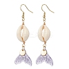 Natural Cowrie Shell Glass Dangle Earrings EJEW-JE06385-04-2