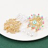 304 Stainless Steel Evil Eye with Teardrop Dangle Stud Earrings LS-EJEW-A138-07G-2