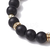 2Pcs 2 Styles 8mm Round Dyed Natural Black Agate & Synthetic Turquoise Beaded Stretch Bracelets BJEW-JB10564-5