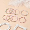 8Pcs 8 Style Mixed Gemstone & Shell Pearl & Cat Eye Stretch Bracelets Set BJEW-JB08782-2