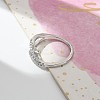 Letter X Shaped Clear Cubic Zirconia Cuff Rings RJEW-G337-09P-5