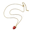 Brass Micro Pave Cubic Zirconia Strawberry Pendant Neckalces for Women NJEW-S448-01G-4